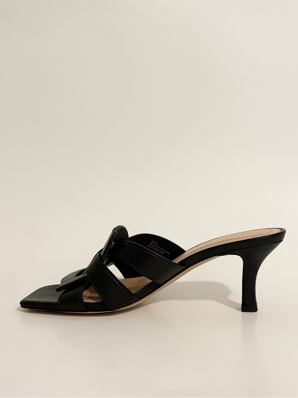 COACH - Black Leather Knotted Slide Heel - Women's Sandals - Picture 13 of 14